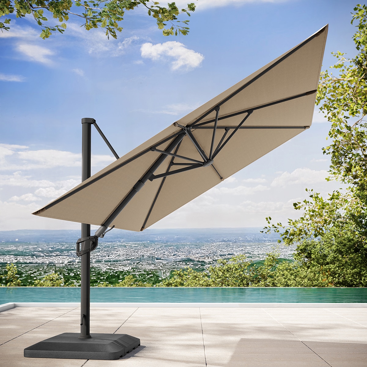 앳레저 캔틸레버 사각우산, 3.0 x 3.9m, 머쉬룸