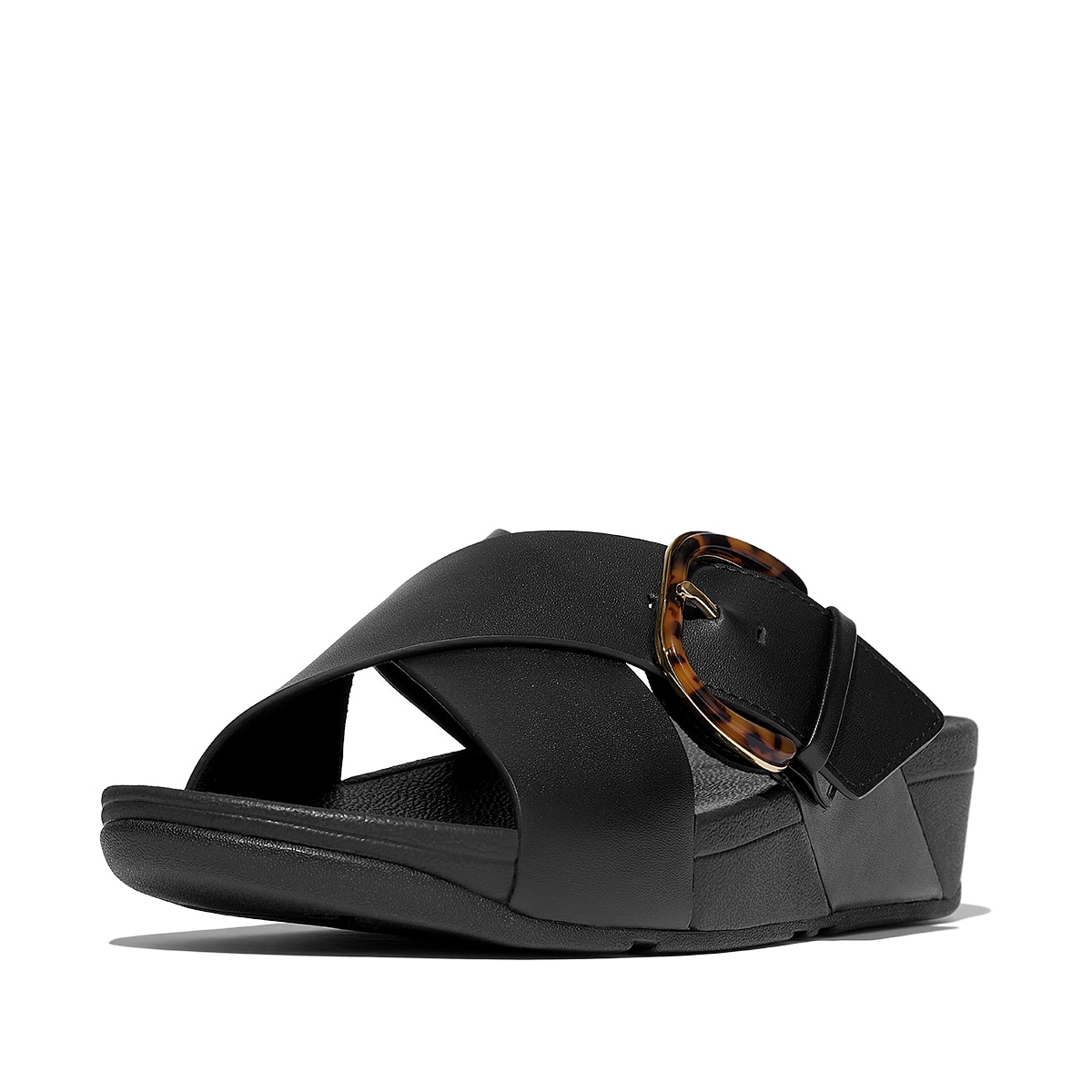 핏플랍 여성용 루루 레진버클크로스 슬라이드 - 올블랙