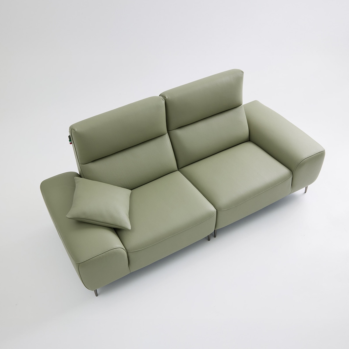 UND NA17 전체 천연 이태리 슈렁큰통가죽 3인 소파 - 올리브그린