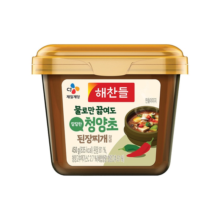 해찬들 그대로 된장찌개양념 450g x 3 - 청양초 + 차돌 + 바지락 꽃게