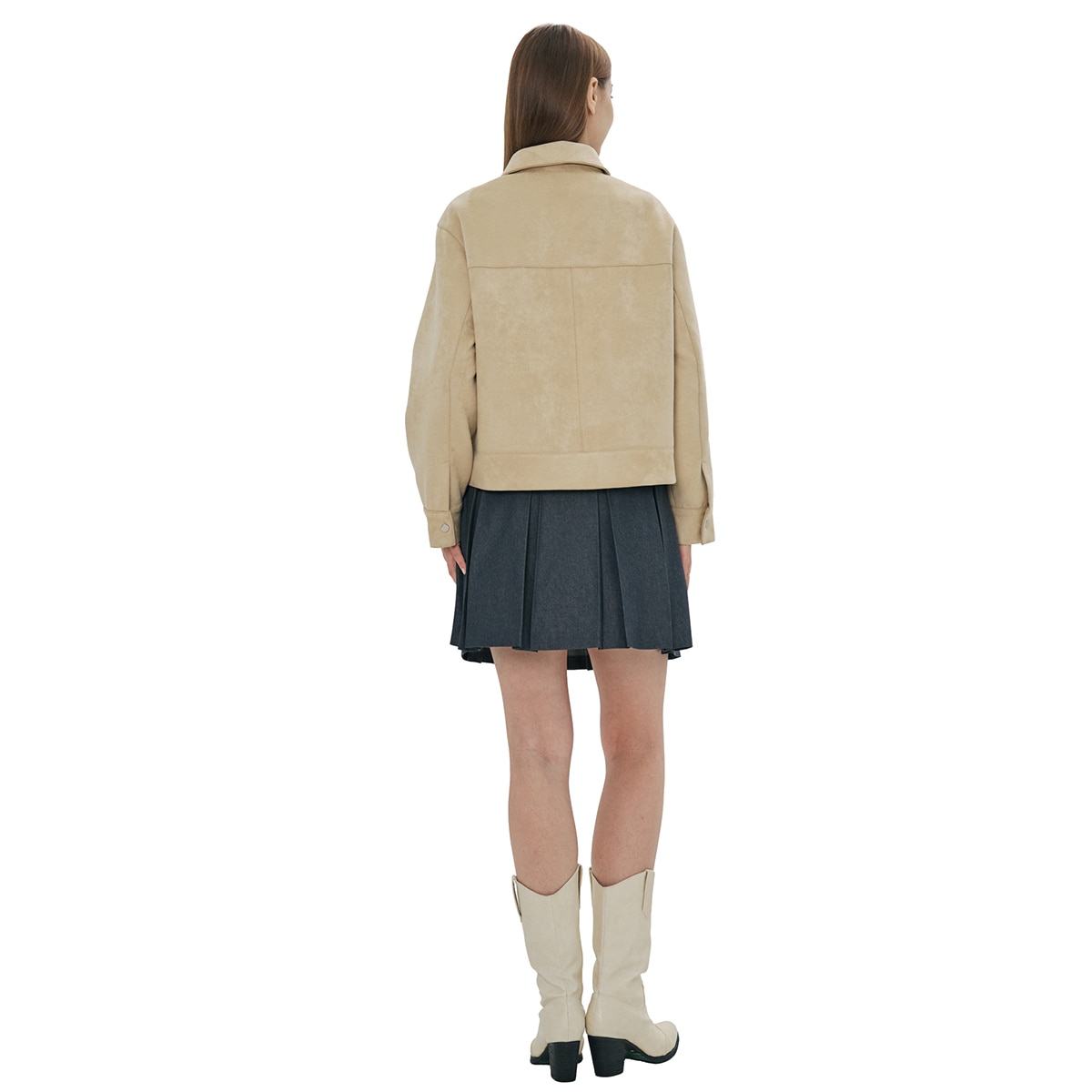 비지트 인 뉴욕 여성 인조 스웨이드 재킷 - 베이지, M