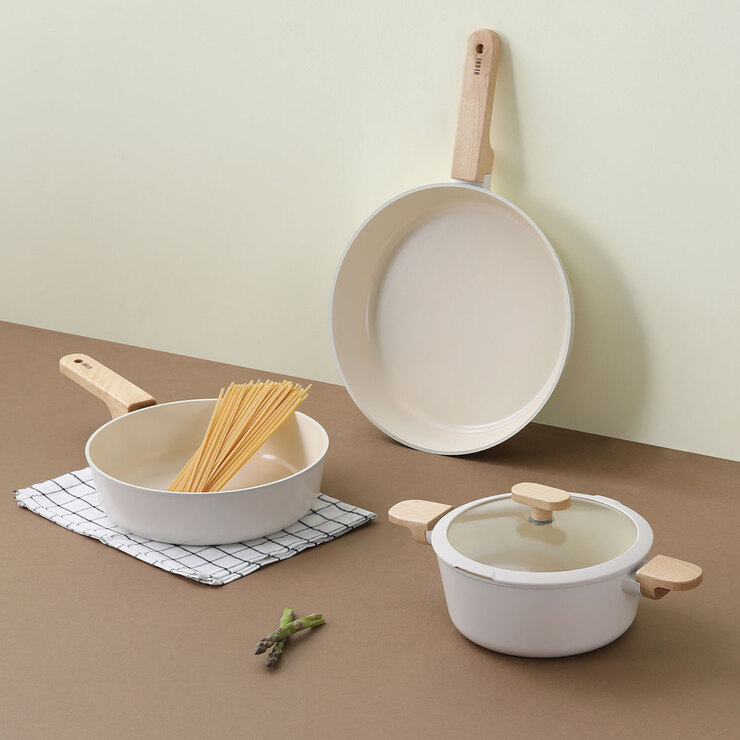 네오플램 세라믹 쿡웨어 3종 세트 - 아이보리