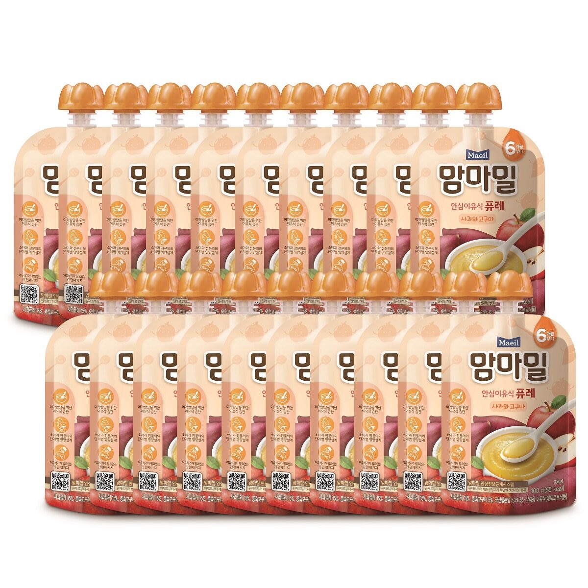 맘마밀 퓨레 사과와 고구마 100g x 20