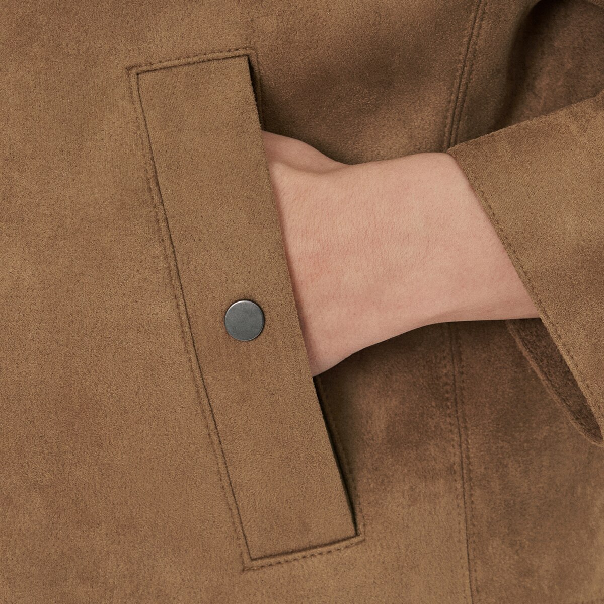 비지트 인 뉴욕 여성 인조 스웨이드 재킷 - 카멜