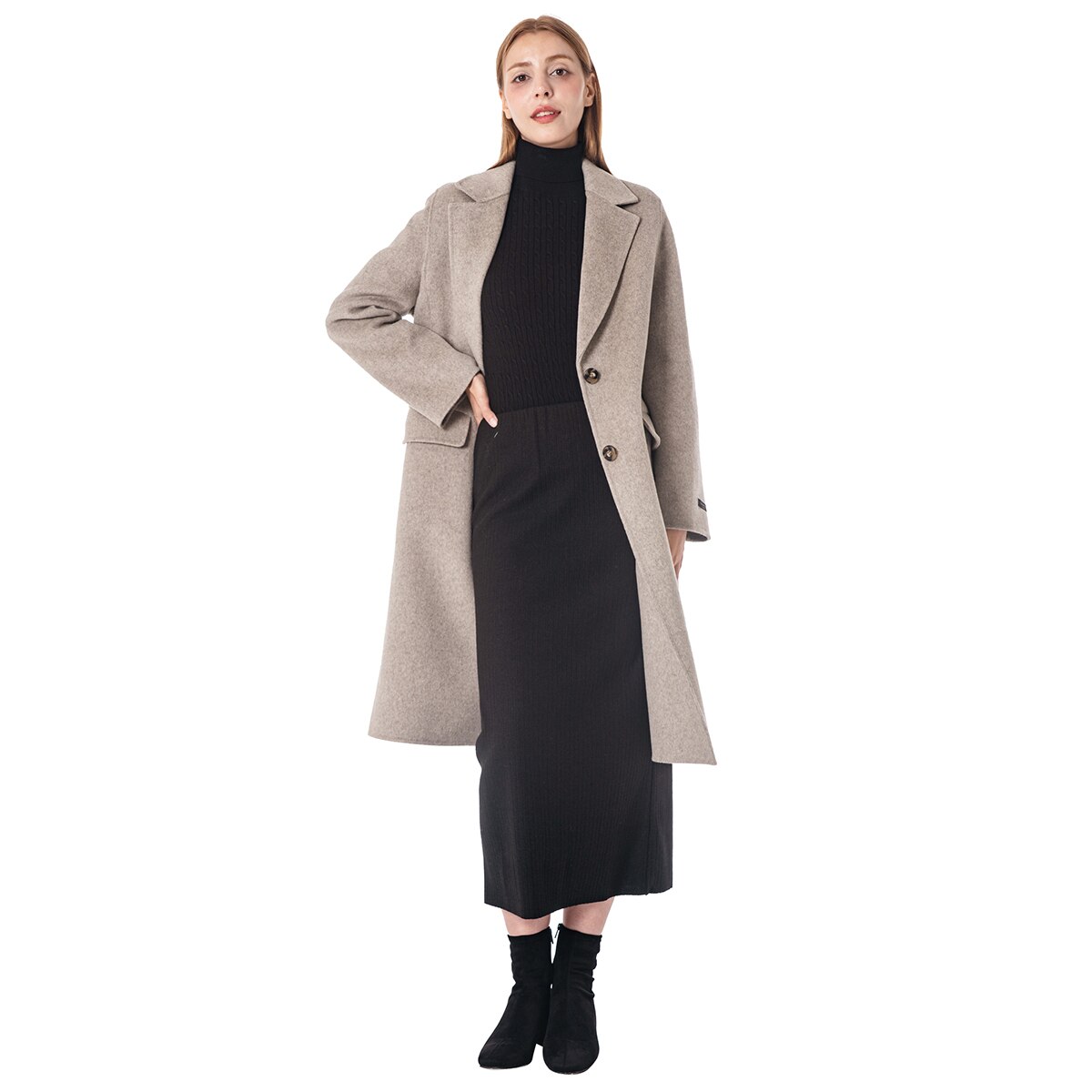 비지트 인 뉴욕 여성 캐시미어혼방 구스안감 코트