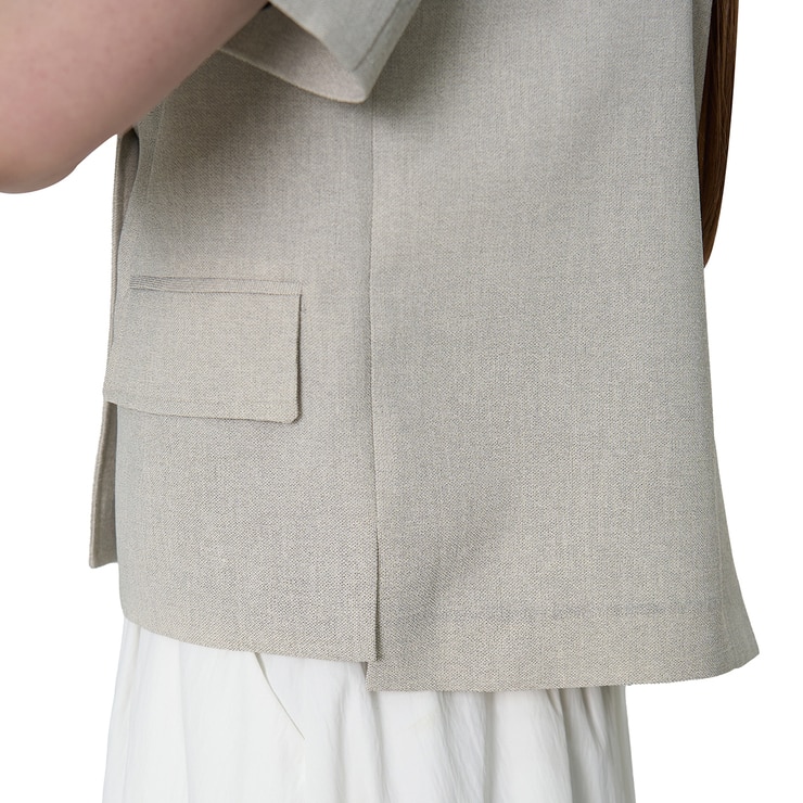 SOUP 여성 반소매 투버튼 재킷 - 라이트 베이지, M