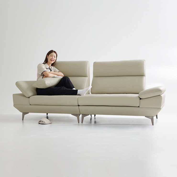 UND 에디션 NA10 천연 통가죽 스윙 소파 3.5인 - 라이트 그레이