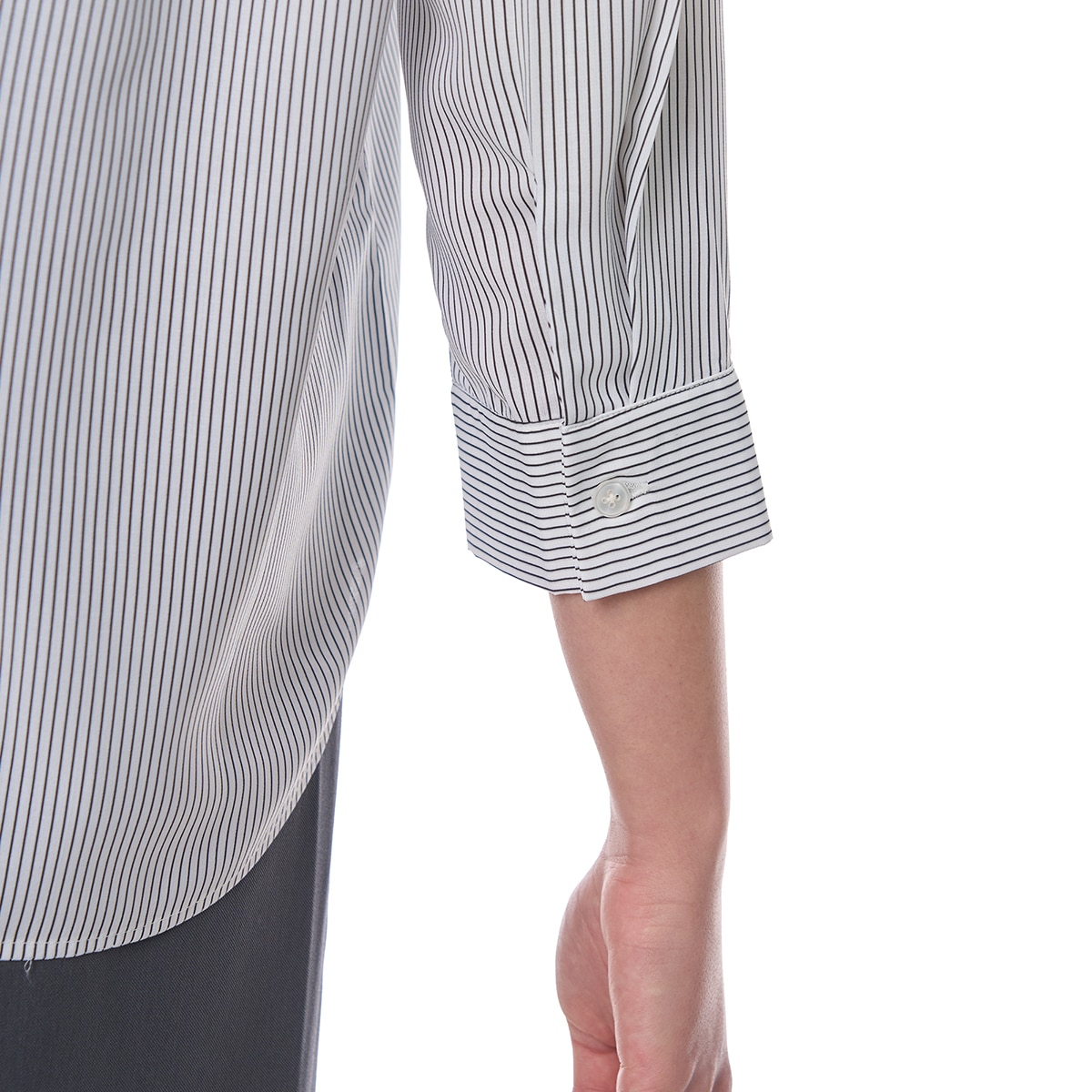 비지트 인 뉴욕 여성 스트라이프 셔츠 - 블랙 스트라이프, M