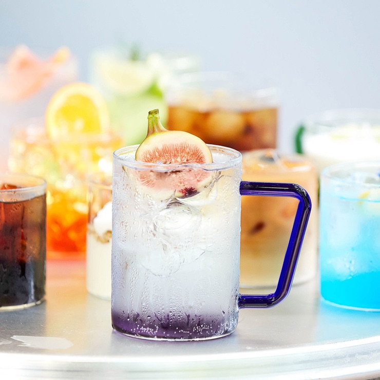 비전글라스 컬러 핸들 머그 500ml 4P