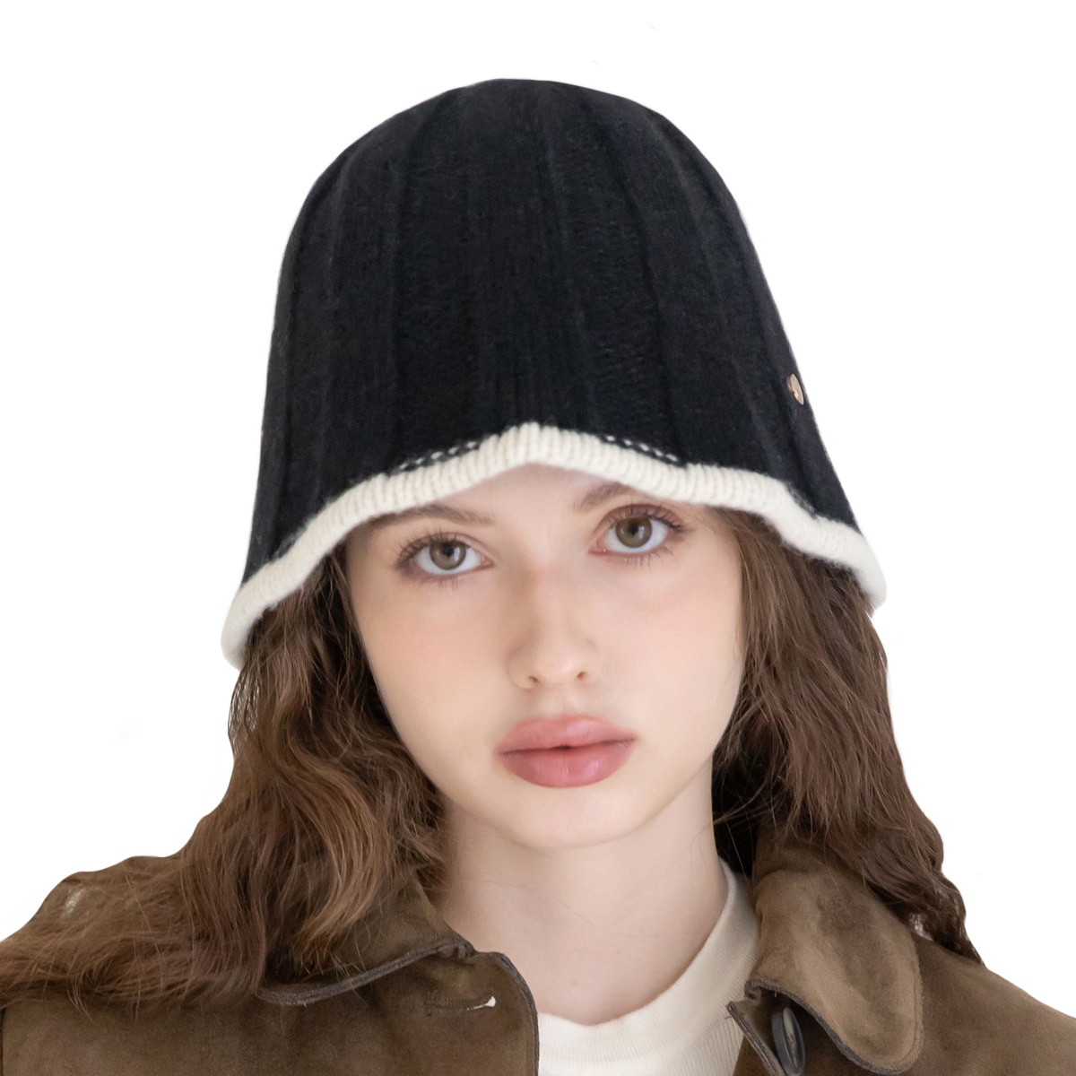 안드레아바나 여성 울 니트 모자 - 블랙