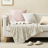 April At Home 플란넬 극세사 담요 슬리퍼 선물세트 - 루미(블루멀티플라워)