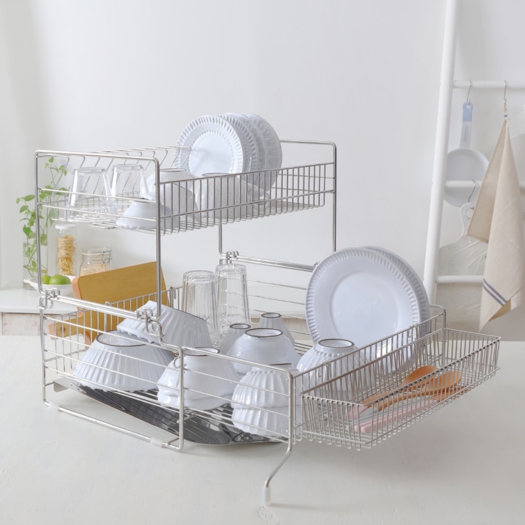 쿡에버 스테인리스 2단 확장형 식기건조대