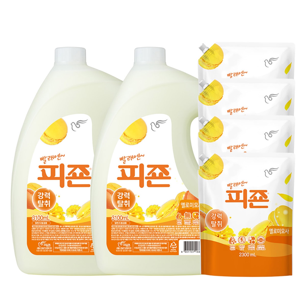 피죤 레귤러 섬유유연제 3.1L x 2 + 2.3L x 4 - 옐로미모사