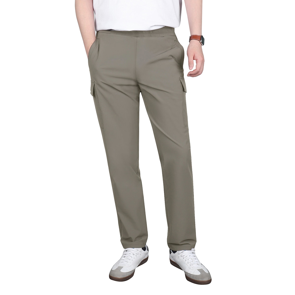 케네스콜 남성 나일론 스판 바지 - 카키, 36
