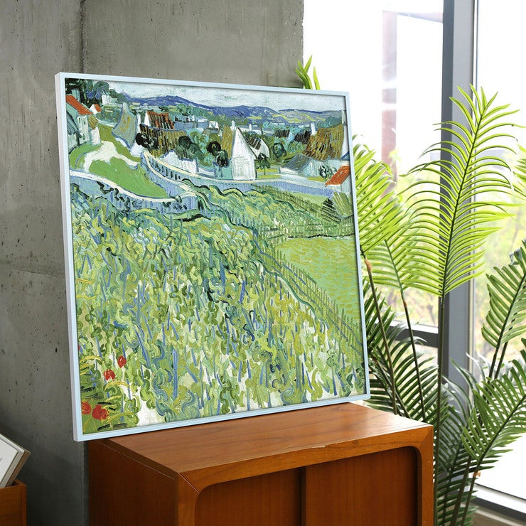 지클레 그림 액자 76x76cm - 고흐, 포도밭에서 바라 본 오베르 지클레 그림 액자 76x76cm - 고흐, 포도밭에서 바라 본 오베르