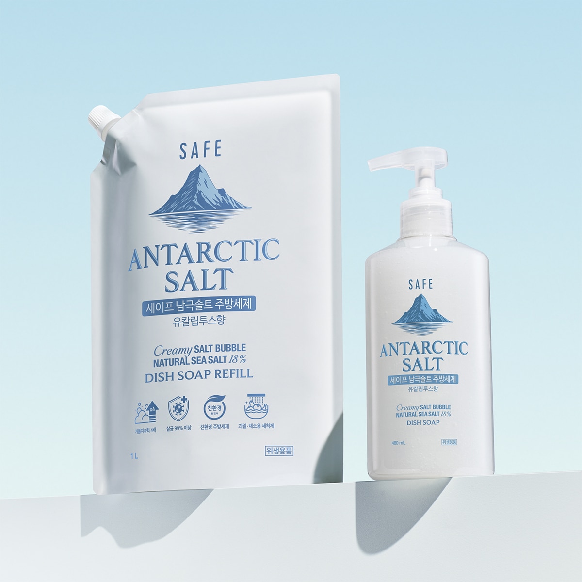 SAFE 남극솔트 주방세제 480ml + 리필 1L x 2 SAFE 남극솔트 주방세제 480ml + 리필 1L x 2