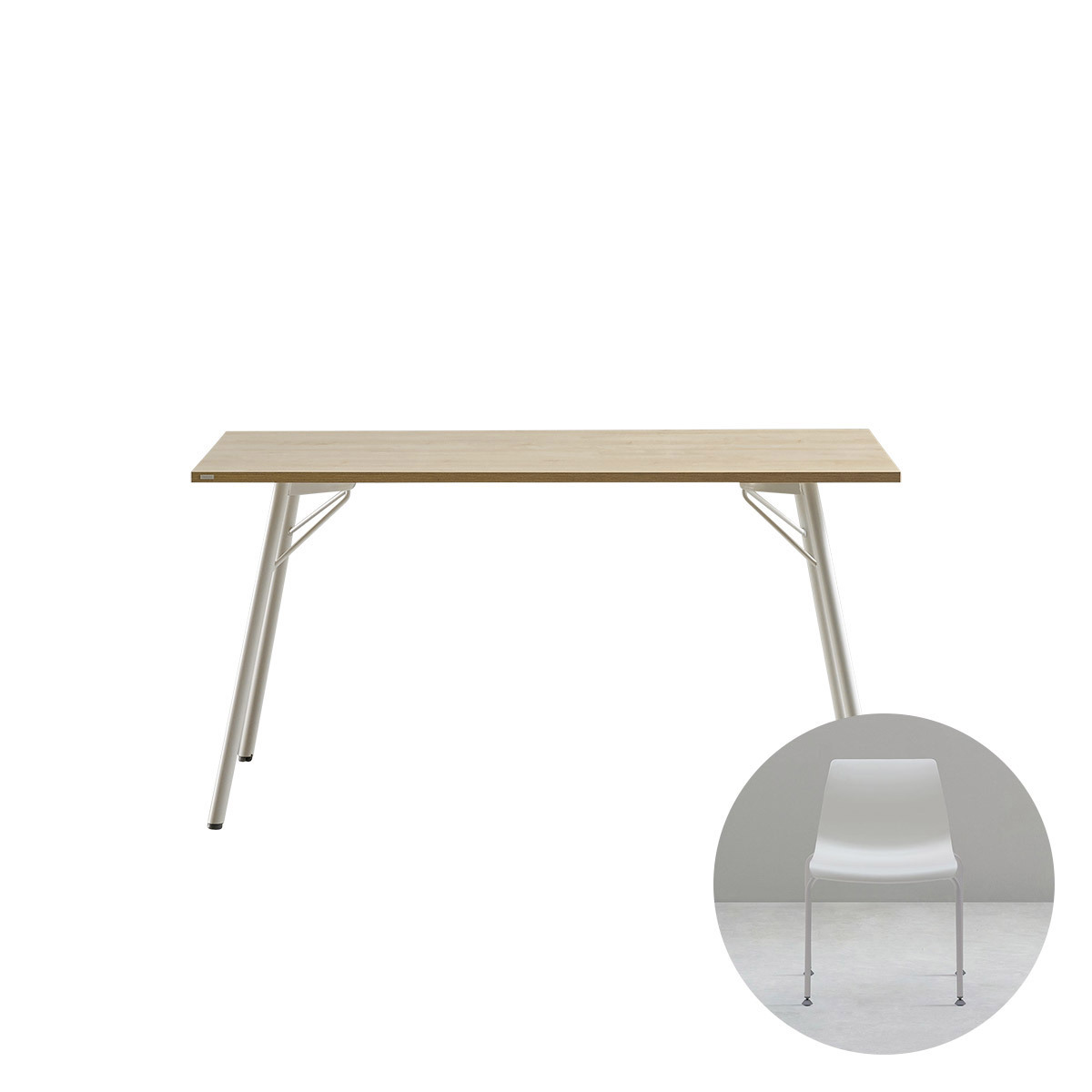 데스커 4인 식탁, 의자 4개세트-메이플+화이트
