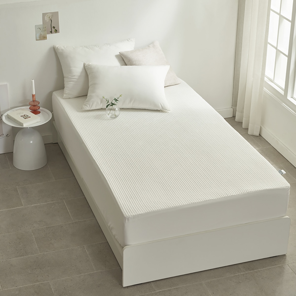 루마인 홈 순면 방수 매트리스 커버 - 싱글, 아이보리