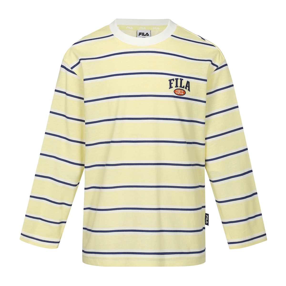 휠라 키즈 스트라이프 티셔츠 - 옐로우, 165