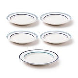 쓰임 레트로라인 접시 5P 세트 (중 4P + 대 1P) - 딥블루