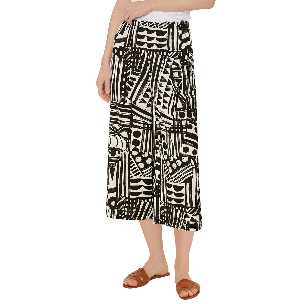 트라이엄프 여성 저지 라운지 바지 2PK - 블랙 (야자수&에스닉), S