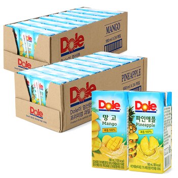 Dole 파인애플 180ml x 24 + 망고 주스 180ml x 24 Dole 파인애플 180ml x 24 + 망고 주스 180ml x 24