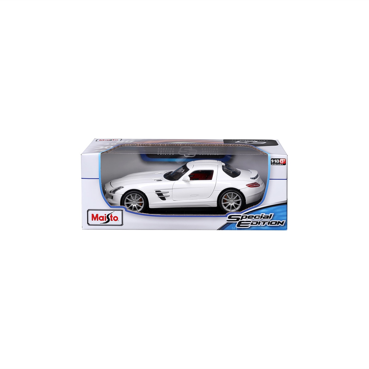 마이스토 장식용 1:18 축소 자동차 - 메르세데스 벤츠 SLS AMG(화이트)