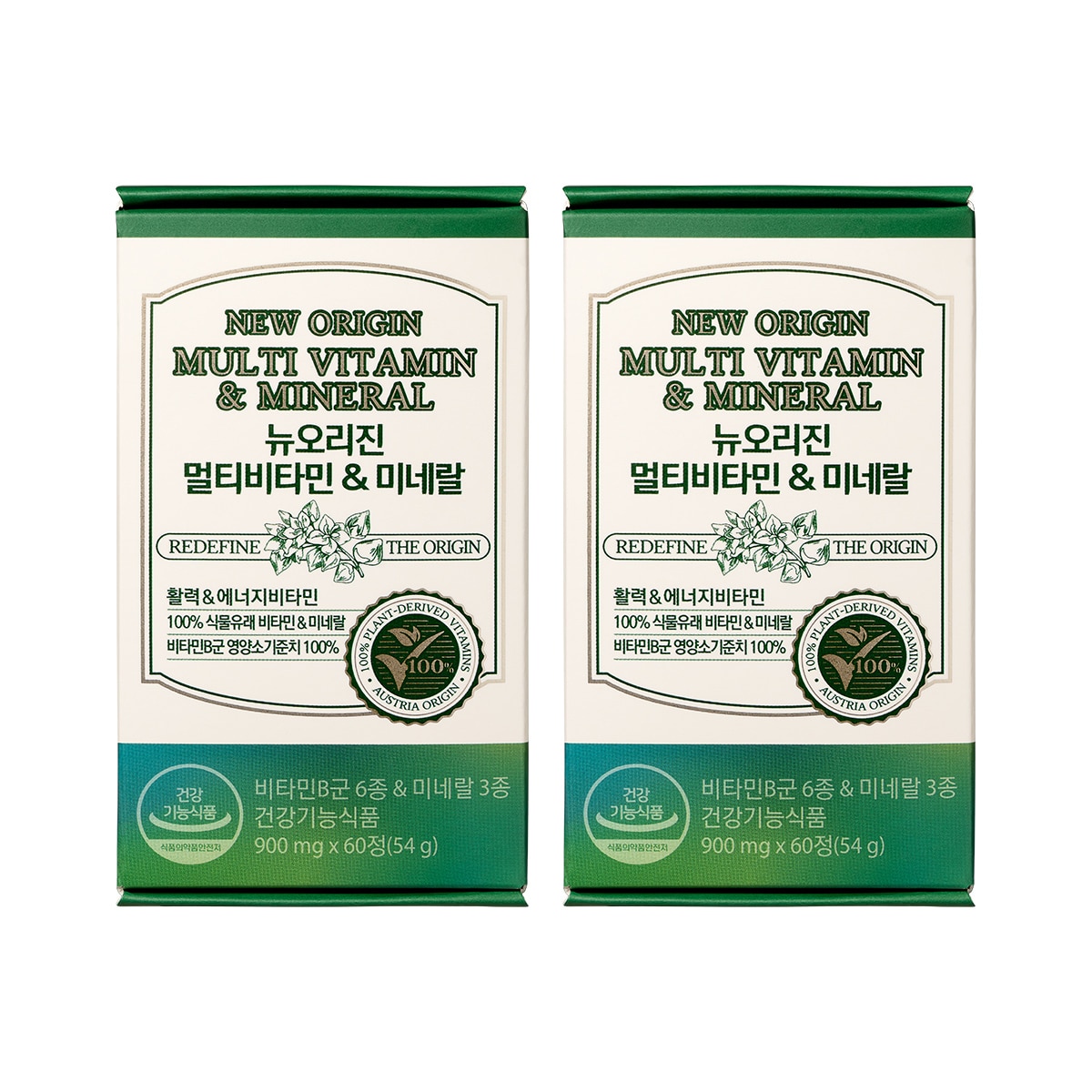 뉴오리진 식물유래 멀티비타민&미네랄 900mg 60정 x 2개입 (60일분)