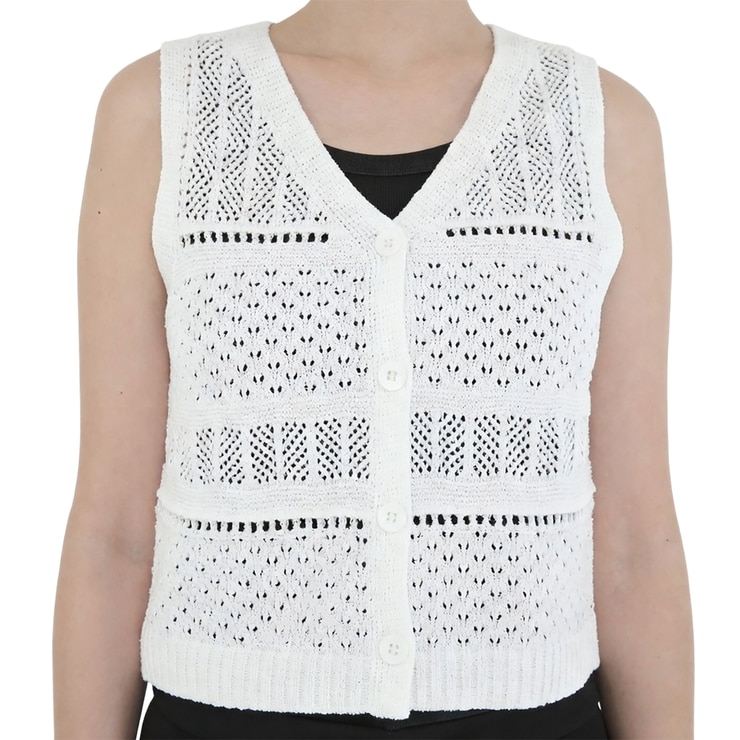 베네뜨 여성 크로셰 니트 베스트 - 아이보리, L
