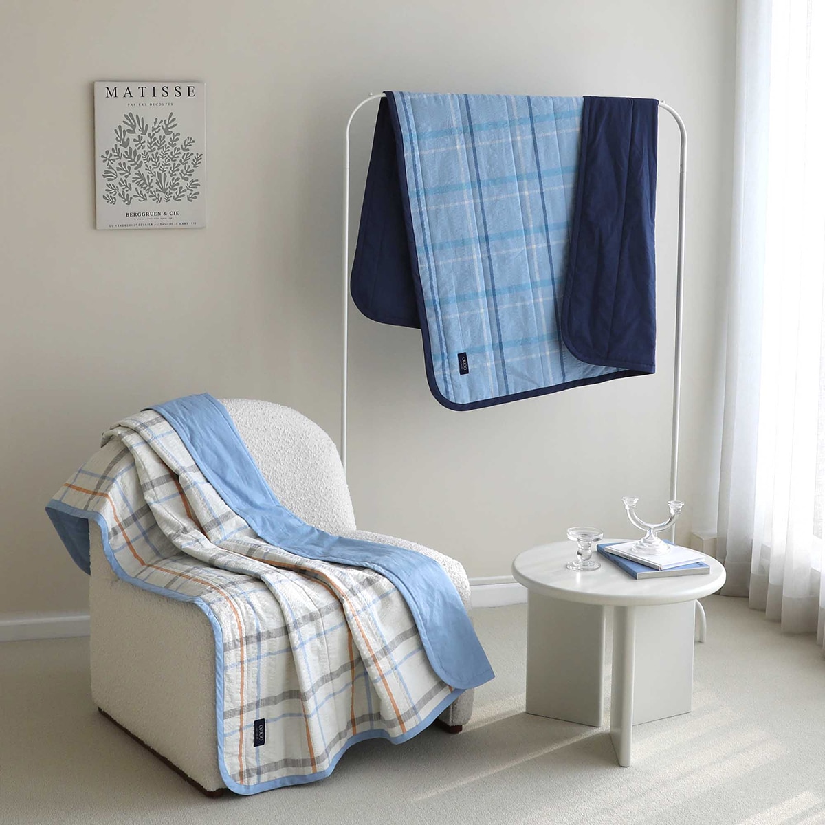 오리고 면 시어서커 담요 100 x 150cm