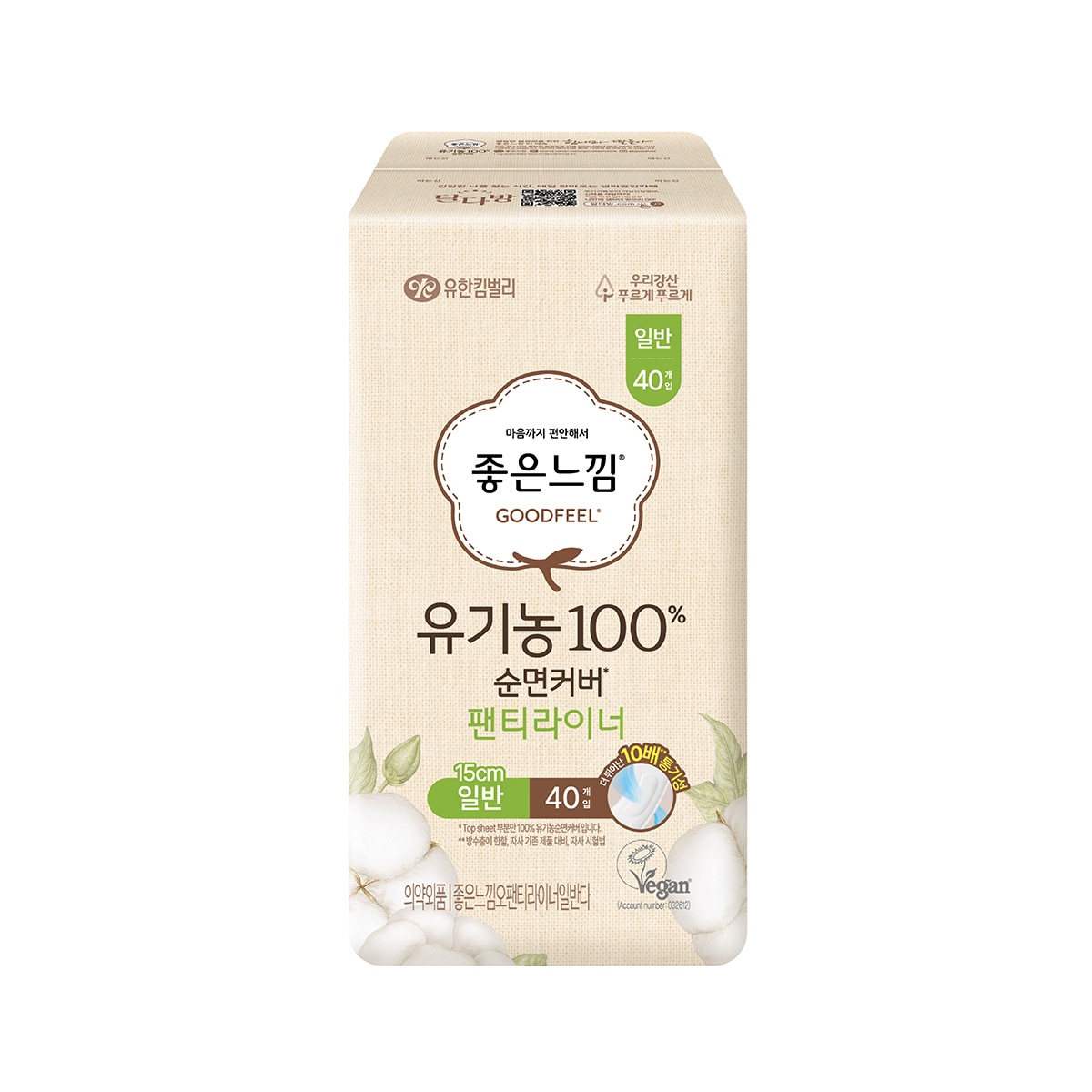 좋은느낌 유기농순면커버 라이너 일반 40개X 6팩