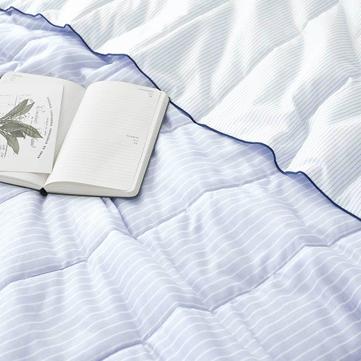썸니아 모달 냉감 차렵 이불 - 퀸, 블루 스트라이프