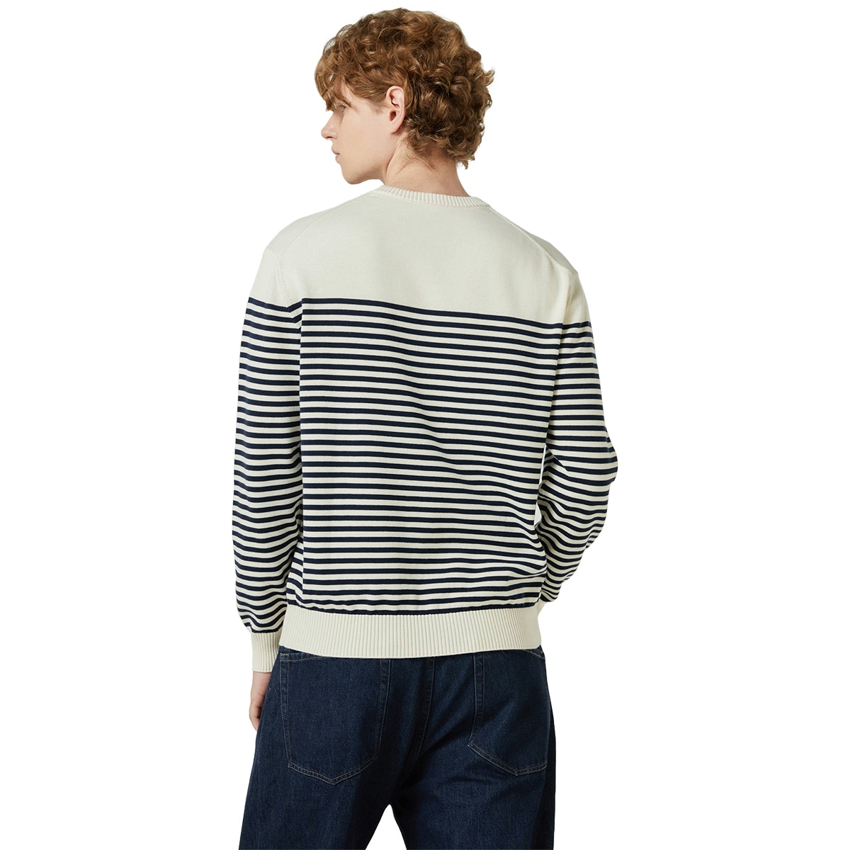 바인 남성 긴소매 니트 크루넥 - 아이보리, L