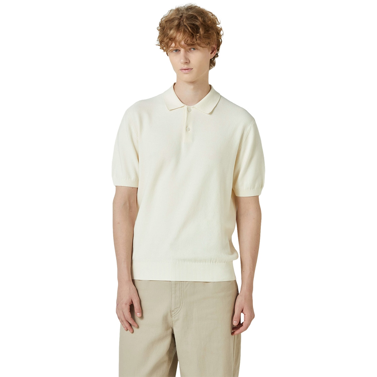 바인 남성 수피마코튼 100% 반소매 폴로 - 아이보리, XL