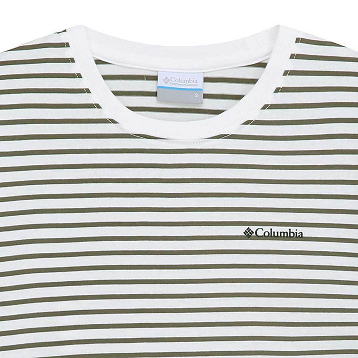 컬럼비아 여성 스트라이프 티셔츠 - 카키, S