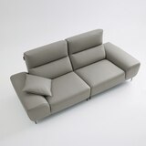 UND NA17 전체 천연 이태리 슈렁큰통가죽 3.5인 소파 - 미스티그레이