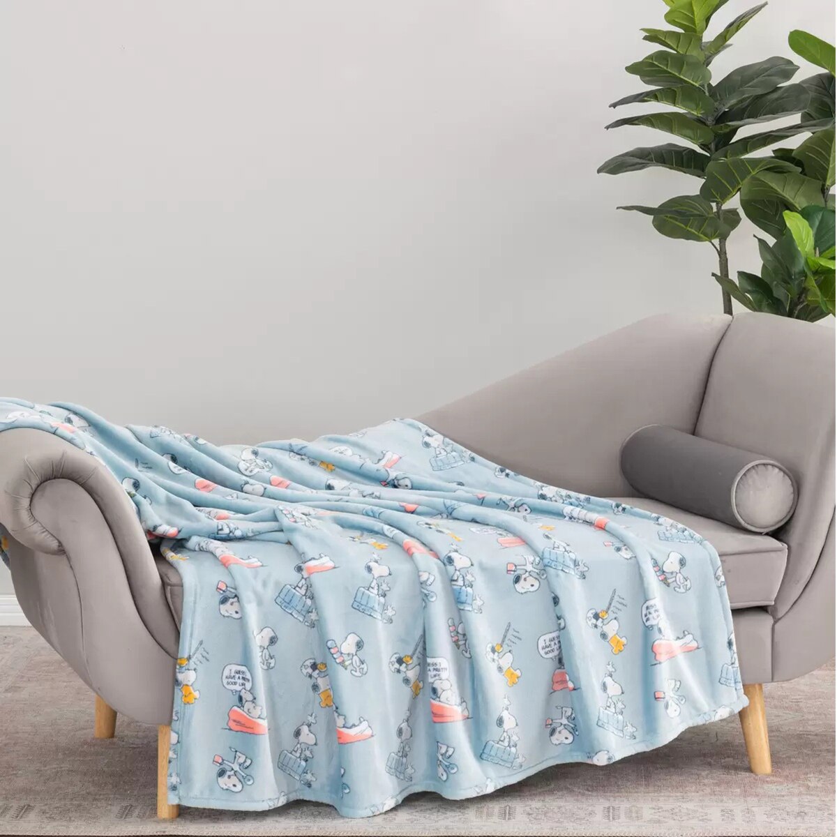 Peanuts 벨벳 담요 152 x 177cm - 블루