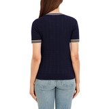 할스톤 여성 케이블 반소매 니트 - 네이비, M