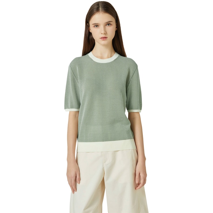 리디아 바인 여성 와플 반소매 니트