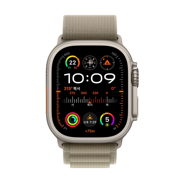 Apple Watch 울트라 2 내추럴티타늄 올리브 알파인루프S