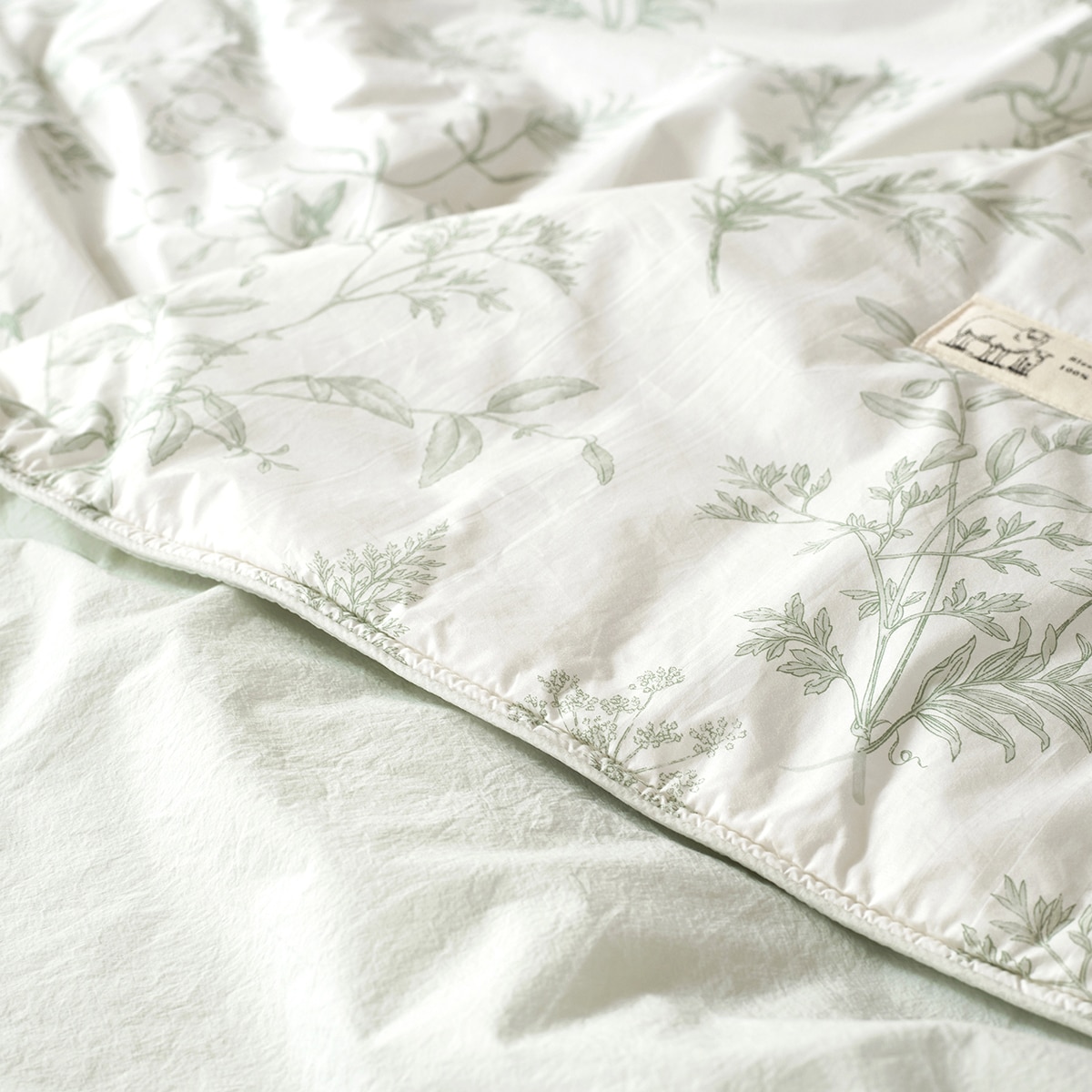 April At Home 80수면 프린트 파이핑 양모이불 - 싱글, 그린