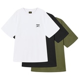 지프 크루 티셔츠 3매 - 화이트/블랙/카키, M