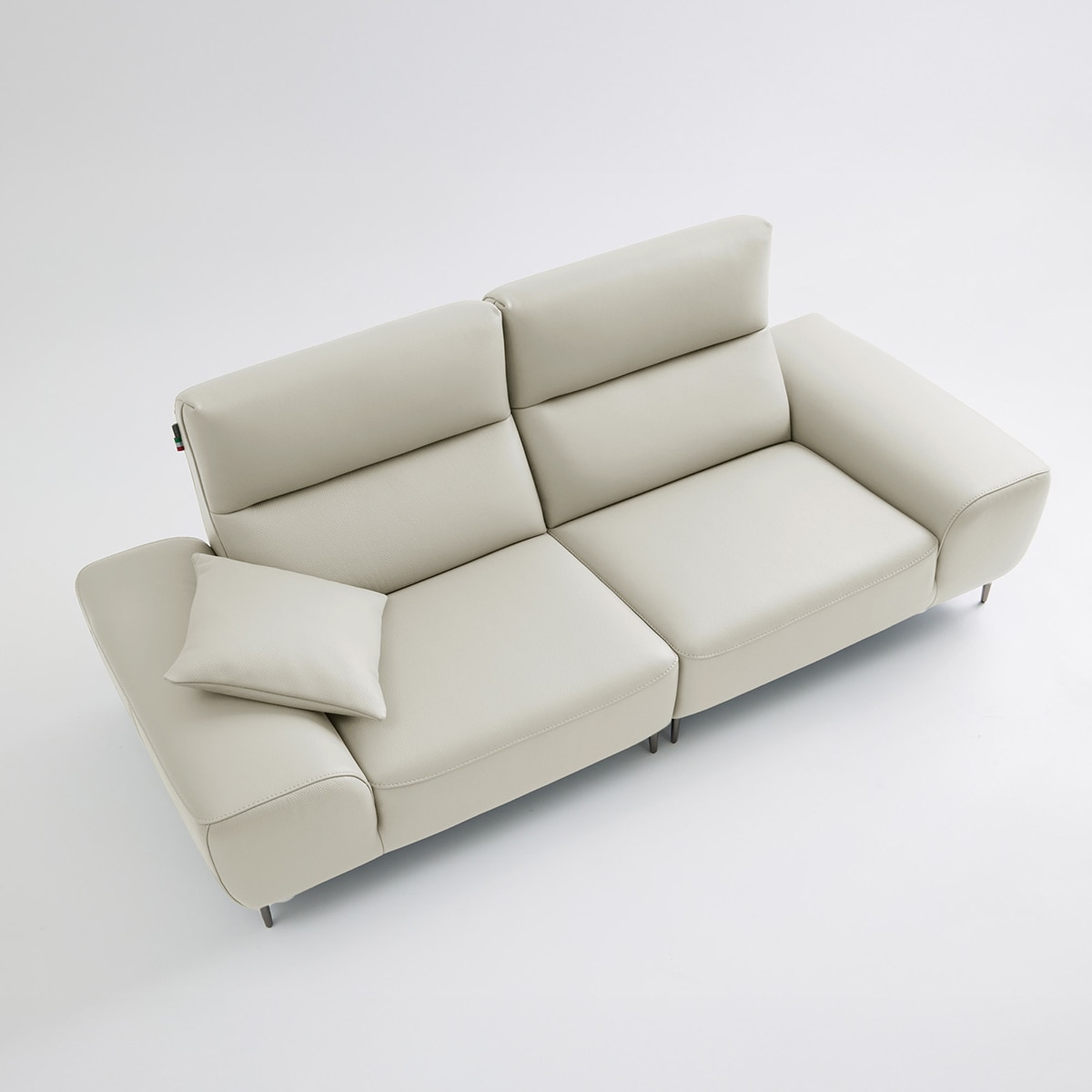 UND NA17 전체 천연 이태리 슈렁큰통가죽 3.5인 소파 - 크림