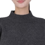 베네뜨 여성 립 블록 하이넥 울캐시미어 풀오버 - 차콜