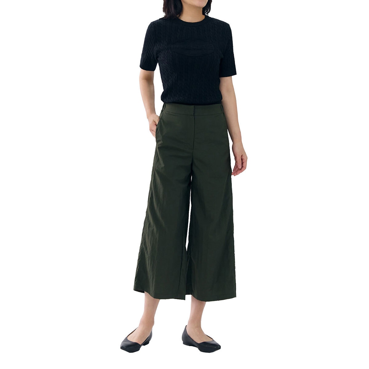 마리끌레르 여성 나일론 혼방 크롭 팬츠
