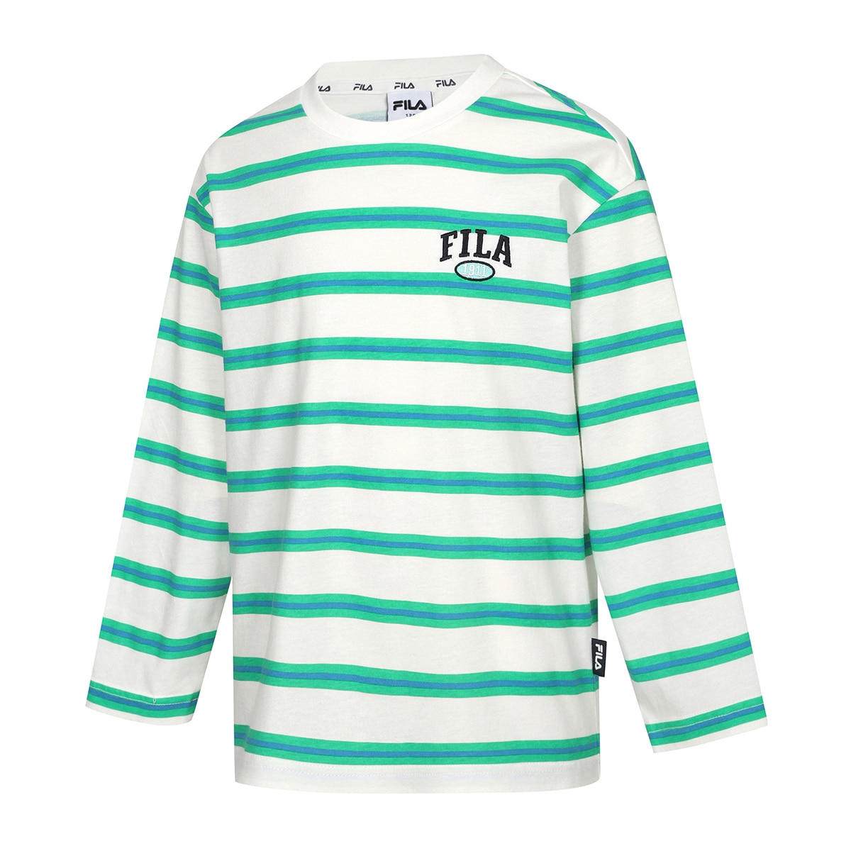 휠라 키즈 스트라이프 티셔츠 - 그린, 165