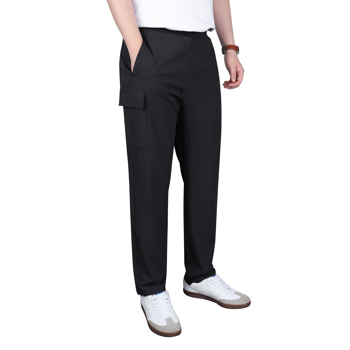 케네스콜 남성 나일론 스판 바지 - 블랙