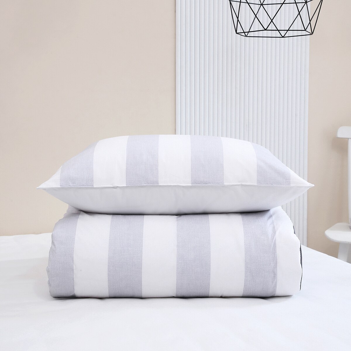 April At Home 60수 고밀도면 차렵이불 베개세트-퀸, 그레이