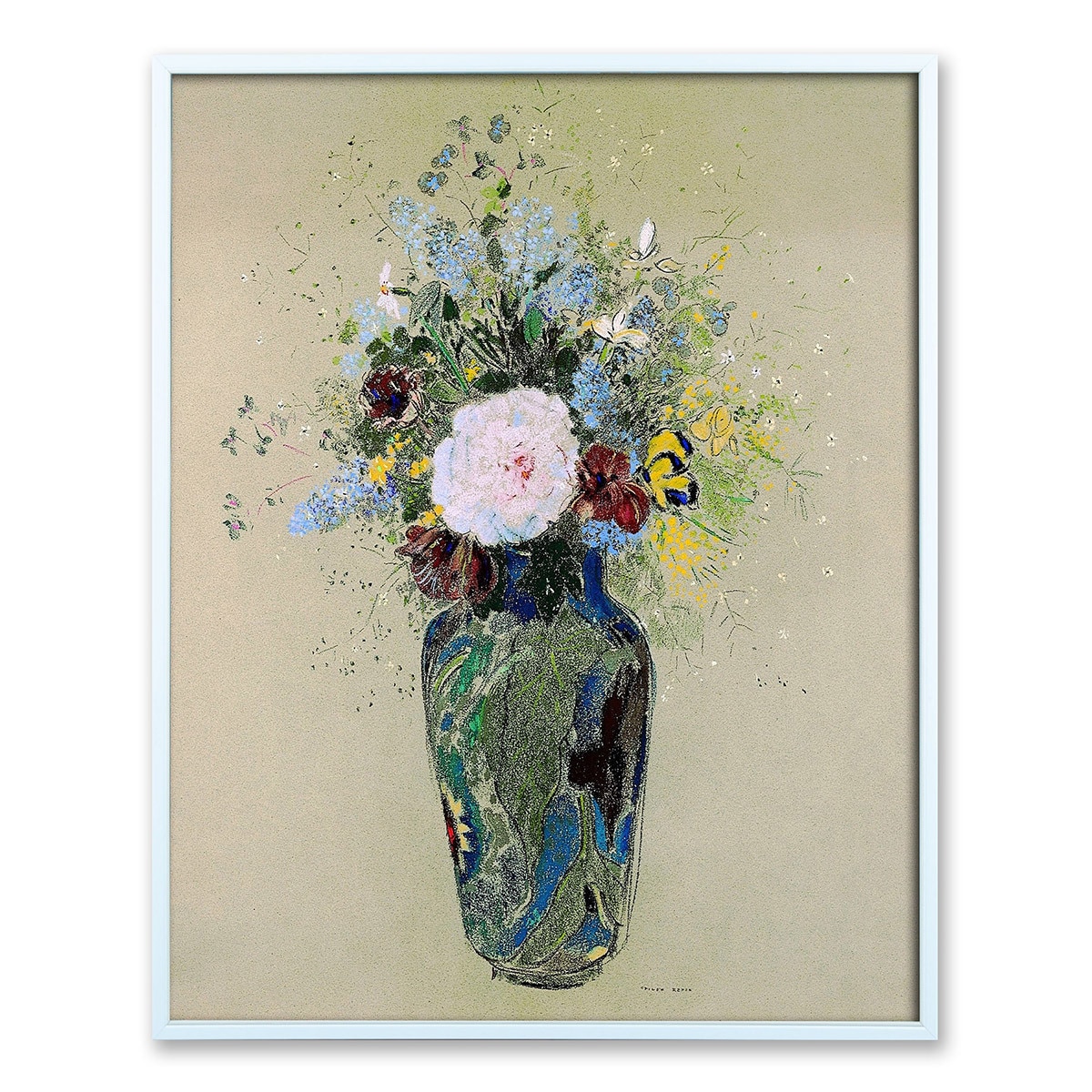 지클레 그림 액자 60x50cm - 오딜롱 르동, 꽃이 있는 꽃병