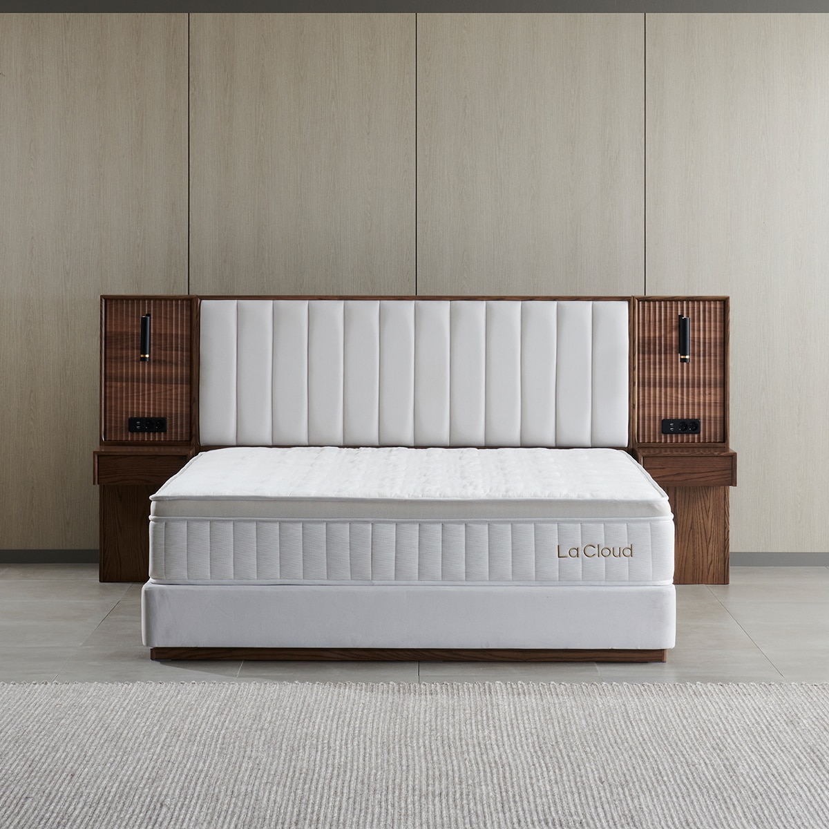 라클라우드 시에스타 패브릭원목 침대프레임 - 퀸 / 킹, 내추럴 브라운